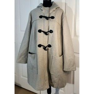 WOMAN WITHIN Gray Wool Blend  Hooded Winter Coat Jacket Plus Size 36W